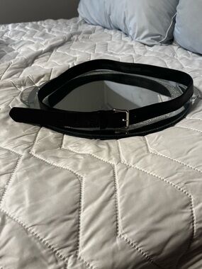 RW&CO. Black Women's Leather Belt with Silver Buckle